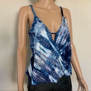 LULU’S Blue & Violet TIE DYE Wrap Style SUMMER Tank Top CAMI  M